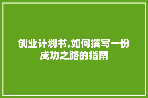 创业计划书,如何撰写一份成功之路的指南 诗词应用