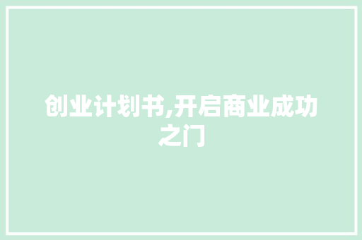 创业计划书,开启商业成功之门 项目报告