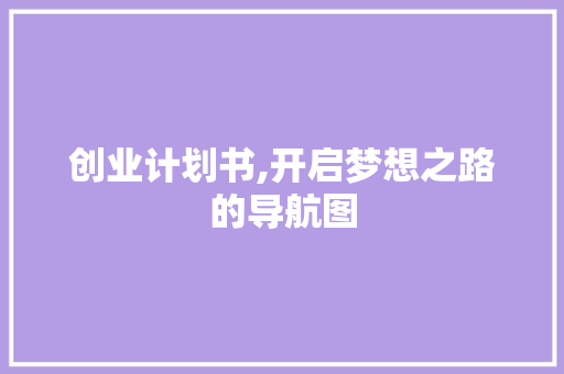 创业计划书,开启梦想之路的导航图