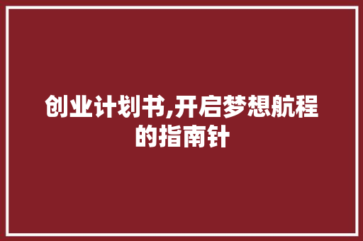 创业计划书,开启梦想航程的指南针
