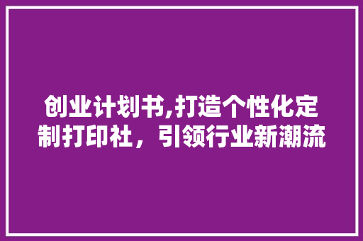 创业计划书,打造个性化定制打印社，引领行业新潮流