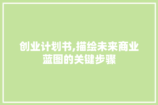 创业计划书,描绘未来商业蓝图的关键步骤