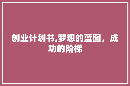 创业计划书,梦想的蓝图，成功的阶梯