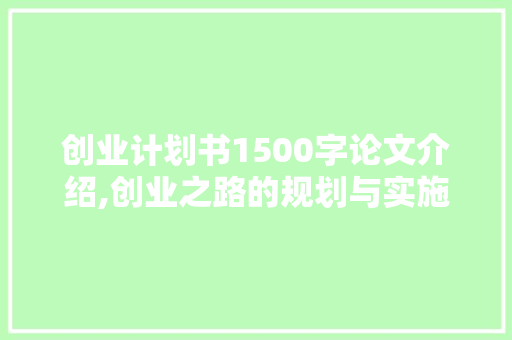 创业计划书1500字论文介绍,创业之路的规划与实施