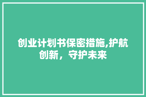 创业计划书保密措施,护航创新，守护未来