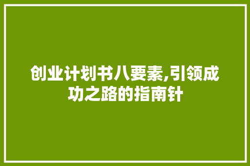 创业计划书八要素,引领成功之路的指南针