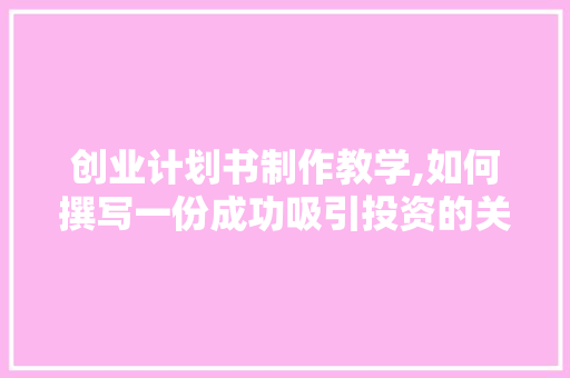 创业计划书制作教学,如何撰写一份成功吸引投资的关键文档