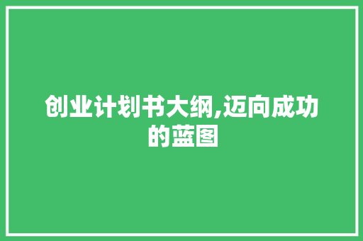 创业计划书大纲,迈向成功的蓝图