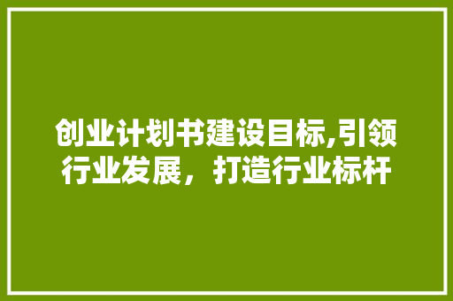 创业计划书建设目标,引领行业发展，打造行业标杆