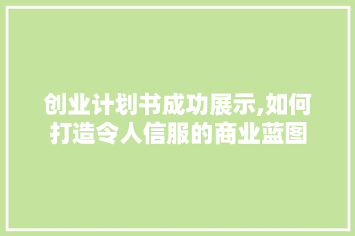 创业计划书成功展示,如何打造令人信服的商业蓝图