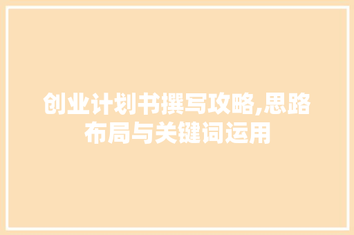 创业计划书撰写攻略,思路布局与关键词运用
