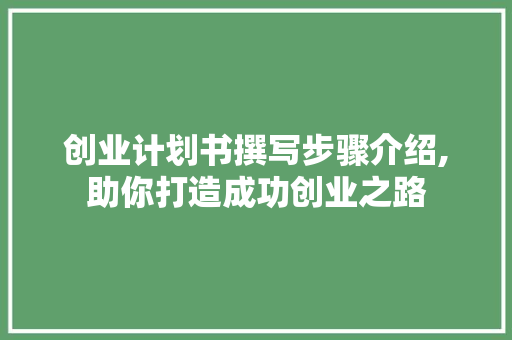 创业计划书撰写步骤介绍,助你打造成功创业之路