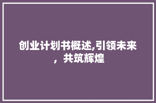创业计划书概述,引领未来，共筑辉煌