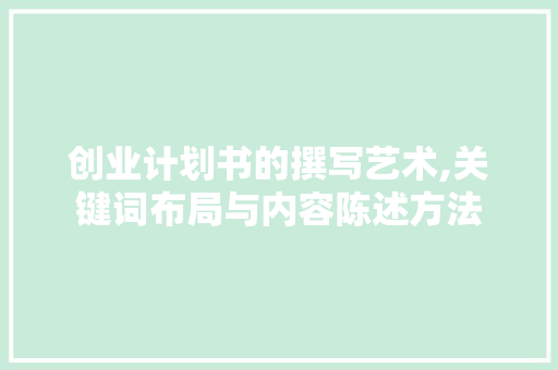 创业计划书的撰写艺术,关键词布局与内容陈述方法