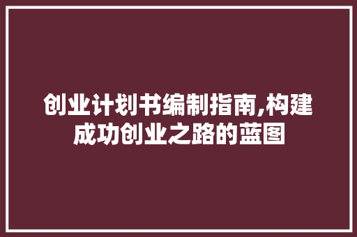 创业计划书编制指南,构建成功创业之路的蓝图
