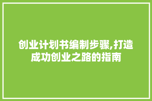 创业计划书编制步骤,打造成功创业之路的指南
