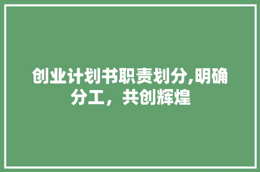 创业计划书职责划分,明确分工，共创辉煌