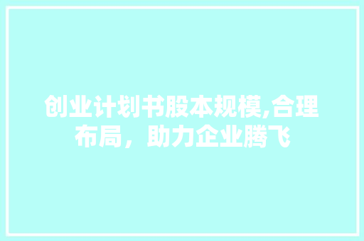 创业计划书股本规模,合理布局，助力企业腾飞