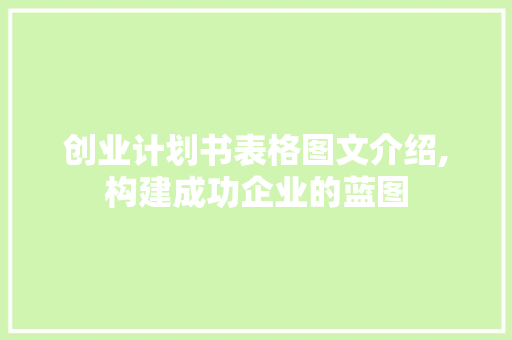 创业计划书表格图文介绍,构建成功企业的蓝图