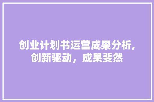 创业计划书运营成果分析,创新驱动，成果斐然