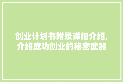 创业计划书附录详细介绍,介绍成功创业的秘密武器