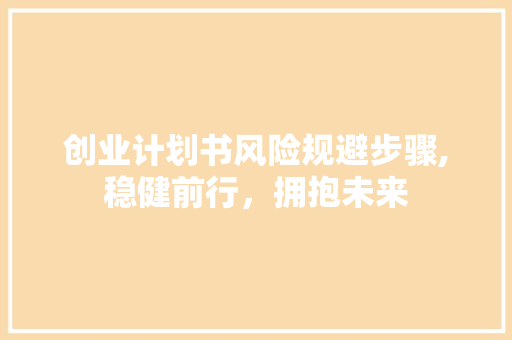 创业计划书风险规避步骤,稳健前行，拥抱未来