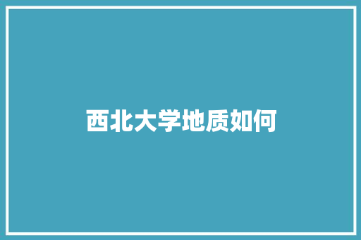西北大学地质如何