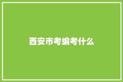 西安市考编考什么