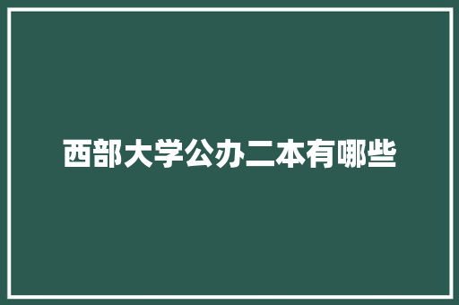 西部大学公办二本有哪些