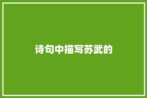 诗句中描写苏武的