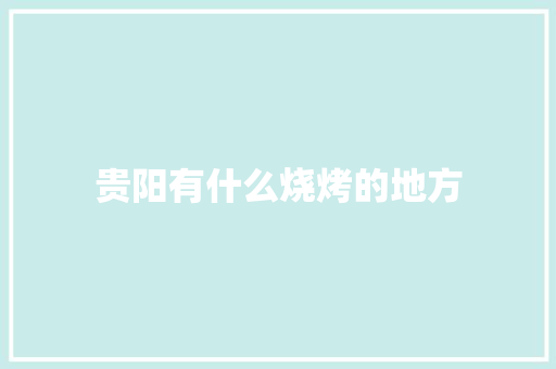 贵阳有什么烧烤的地方