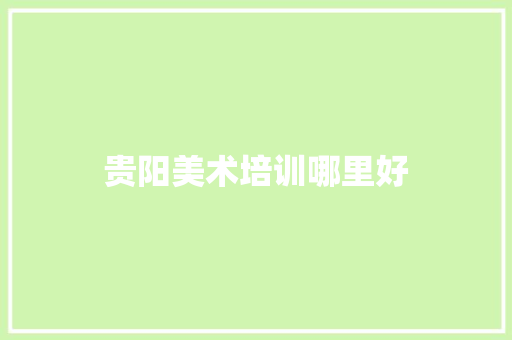 贵阳美术培训哪里好