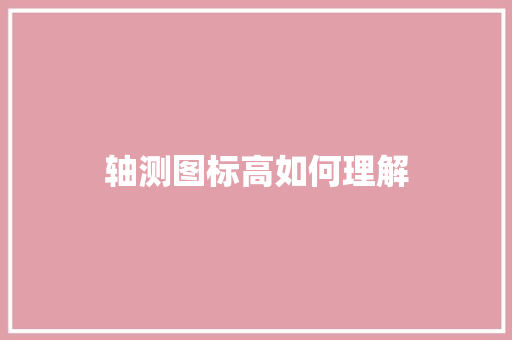 轴测图标高如何理解