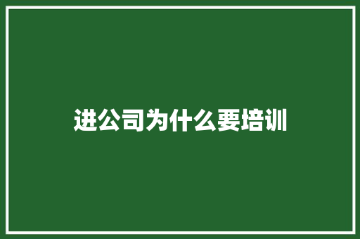 进公司为什么要培训