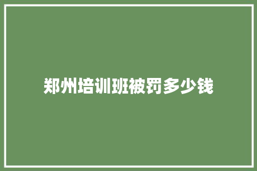 郑州培训班被罚多少钱