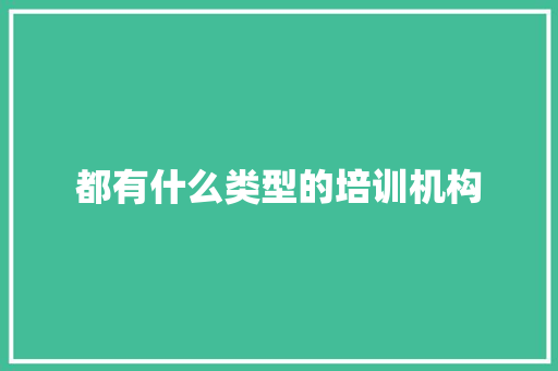 都有什么类型的培训机构