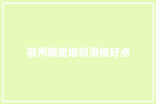 鄂州哪里培训滑板好点