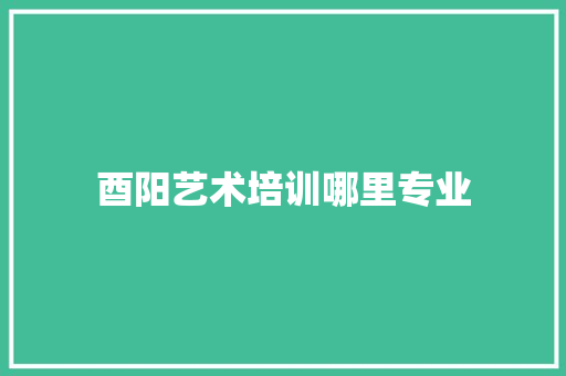 酉阳艺术培训哪里专业