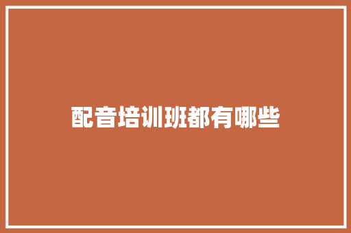 配音培训班都有哪些
