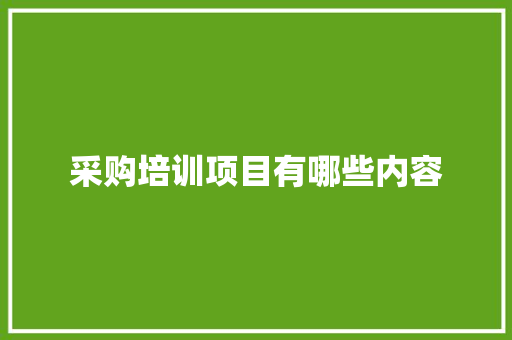 采购培训项目有哪些内容