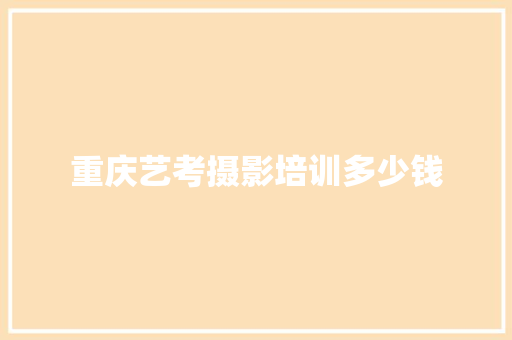 重庆艺考摄影培训多少钱