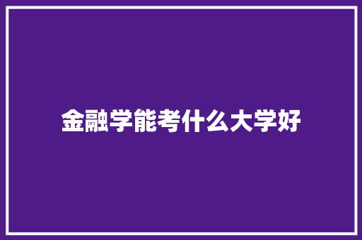 金融学能考什么大学好