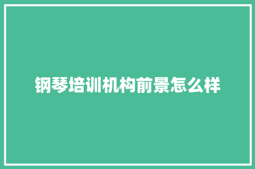 钢琴培训机构前景怎么样