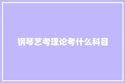 钢琴艺考理论考什么科目