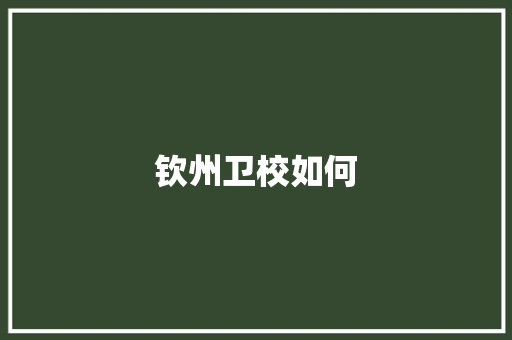 钦州卫校如何