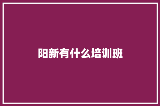 阳新有什么培训班