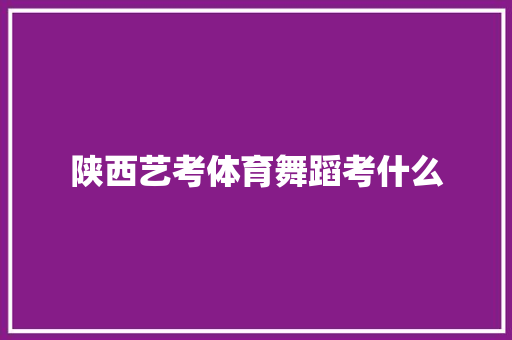 陕西艺考体育舞蹈考什么