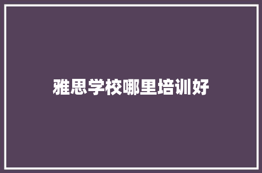 雅思学校哪里培训好