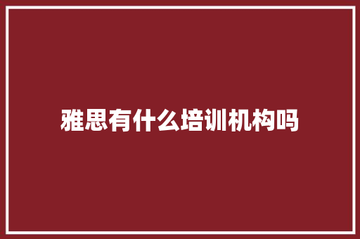 雅思有什么培训机构吗