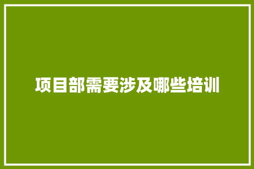 项目部需要涉及哪些培训